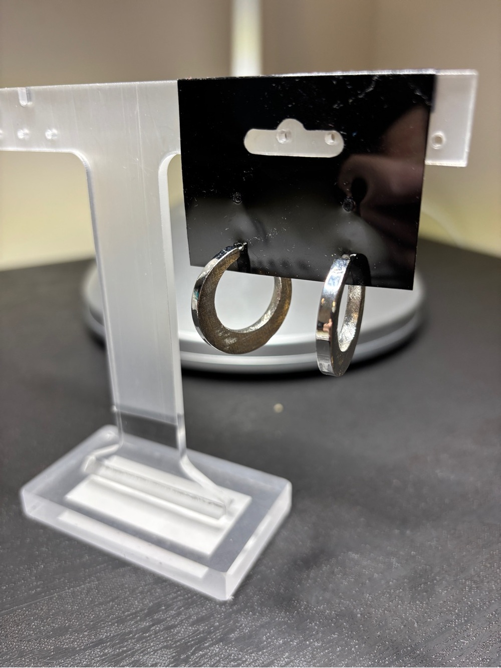 Silver Hoop Earrings - Chunky Crescent Hoops